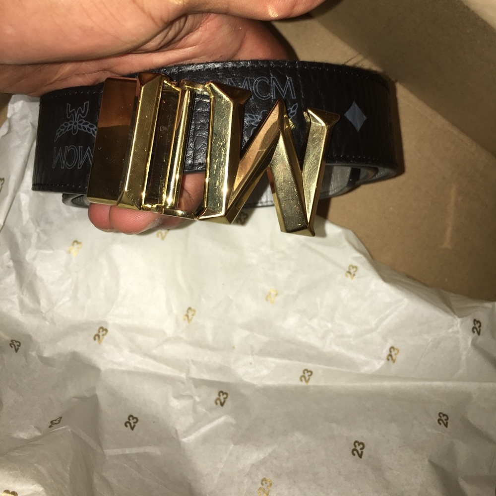 Authentic MCM Belt Black/Silver